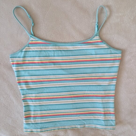 3/$30 Striped cotton tank with built in bra - Picture 1 of 5